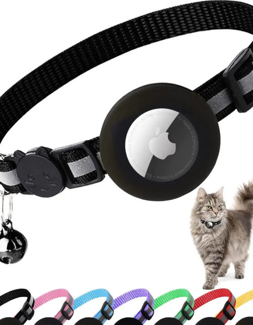 Load image into Gallery viewer, Reflective Breakaway Airtag Cat Collar 0.4Inch Adjustable with Holder Bell for Kitten Small Cat Daily Use without Locator
