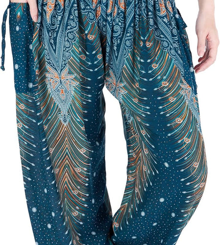 Women'S Smocked Waist Boho Flowy Yoga Harem Pants Hippie Clothes