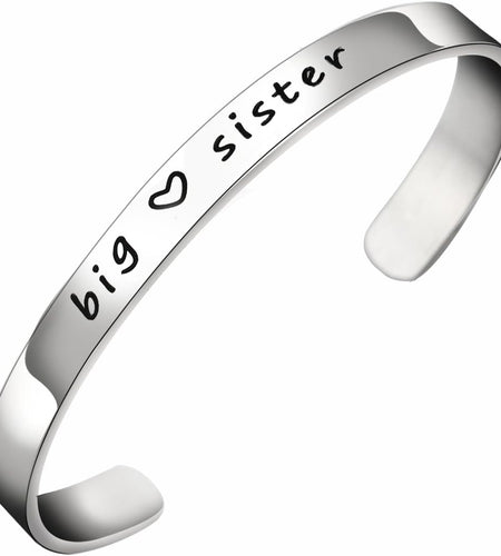Big Sis Middle Sis Little Sis Sister Cuff Bangle Bracelet Family Friend Gift for Women Girls