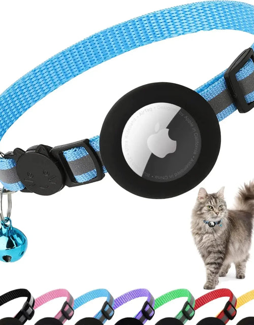 Load image into Gallery viewer, Reflective Breakaway Airtag Cat Collar 0.4Inch Adjustable with Holder Bell for Kitten Small Cat Daily Use without Locator
