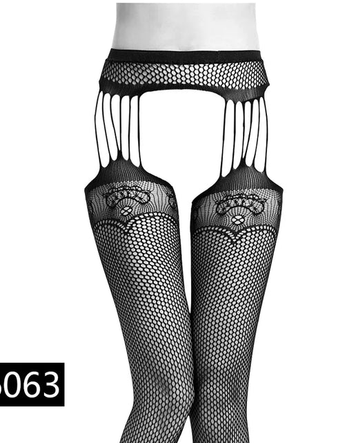 Load image into Gallery viewer, Women Sexy Lingerie Stockings Garter Belt Stripe Elastic Stockings Black Fishnet Stocking Thigh Sheer Tights Pantyhose Dropship
