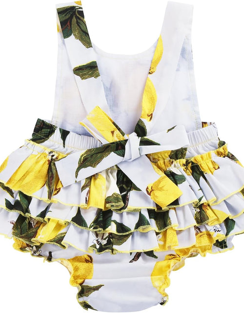 Load image into Gallery viewer, Baby Girl'S Floral Print Ruffles Romper Summer Clothes with Headband
