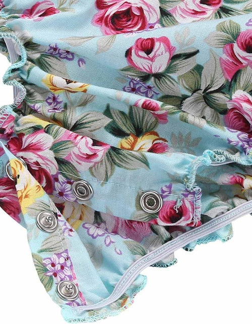 Load image into Gallery viewer, Baby Girl'S Floral Print Ruffles Romper Summer Clothes with Headband
