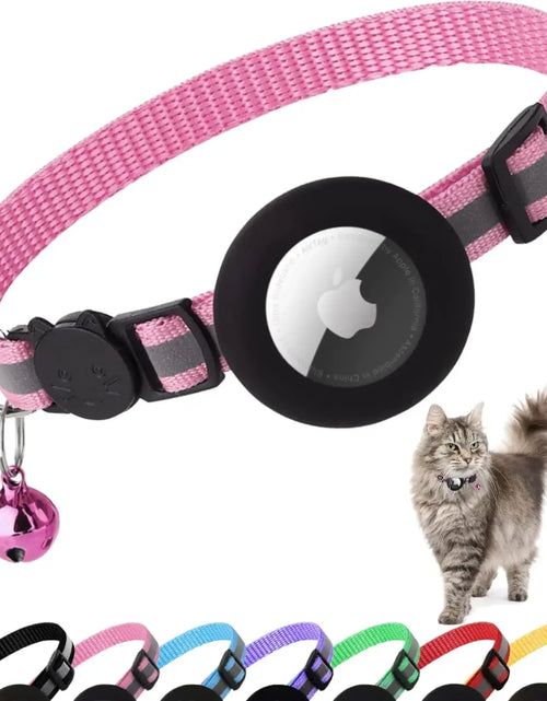 Load image into Gallery viewer, Reflective Breakaway Airtag Cat Collar 0.4Inch Adjustable with Holder Bell for Kitten Small Cat Daily Use without Locator
