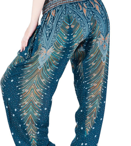 Women'S Smocked Waist Boho Flowy Yoga Harem Pants Hippie Clothes
