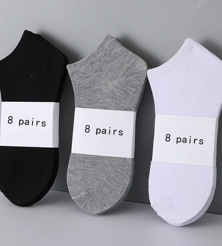 8 Pairs Women/Men Boat Socks Invisible Low Cut Silicone Non-Slip Summer No-Show Ankle Socks Solid Color Casual Breathable