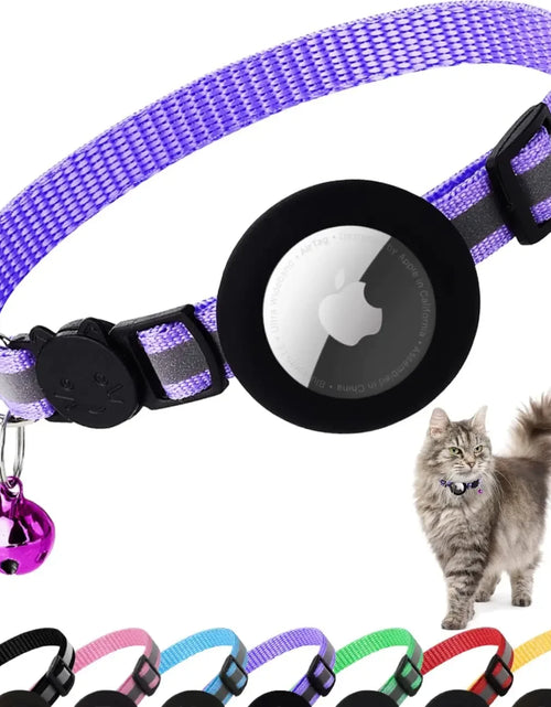 Load image into Gallery viewer, Reflective Breakaway Airtag Cat Collar 0.4Inch Adjustable with Holder Bell for Kitten Small Cat Daily Use without Locator
