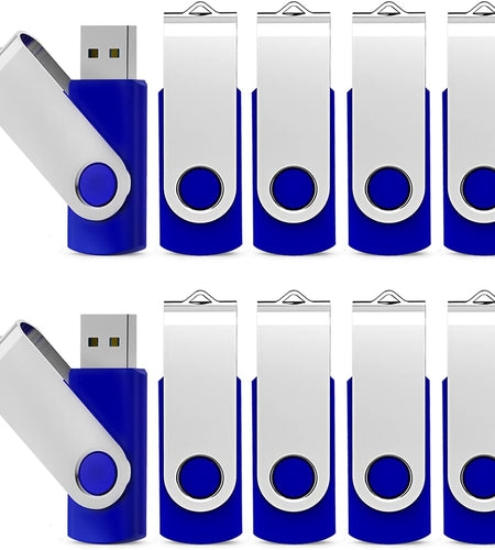 10 Pack 64GB USB 2.0 Flash Drive Thumb Drive, Blue