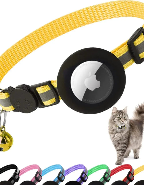Load image into Gallery viewer, Reflective Breakaway Airtag Cat Collar 0.4Inch Adjustable with Holder Bell for Kitten Small Cat Daily Use without Locator
