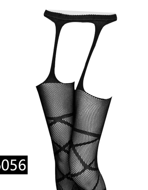 Load image into Gallery viewer, Women Sexy Lingerie Stockings Garter Belt Stripe Elastic Stockings Black Fishnet Stocking Thigh Sheer Tights Pantyhose Dropship
